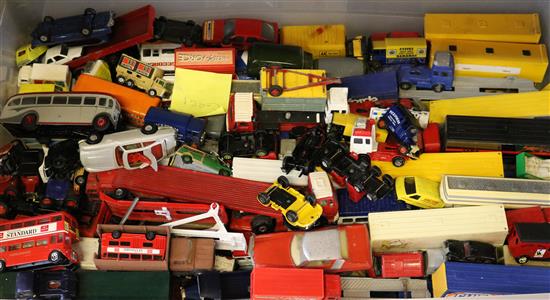 A large collection of Corgi, Matchbox Dinky and other die cast models and a Wrenn loco and fender
